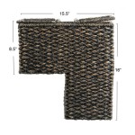 Creative Co-Op Woven Bankuan Rope Stair Basket with Handles Black